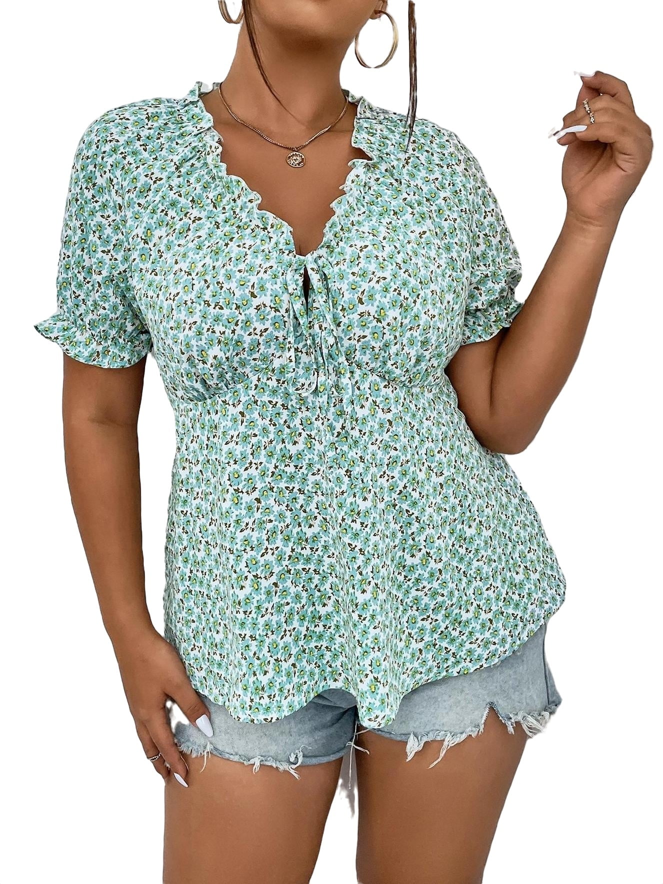 mint green plus size tops