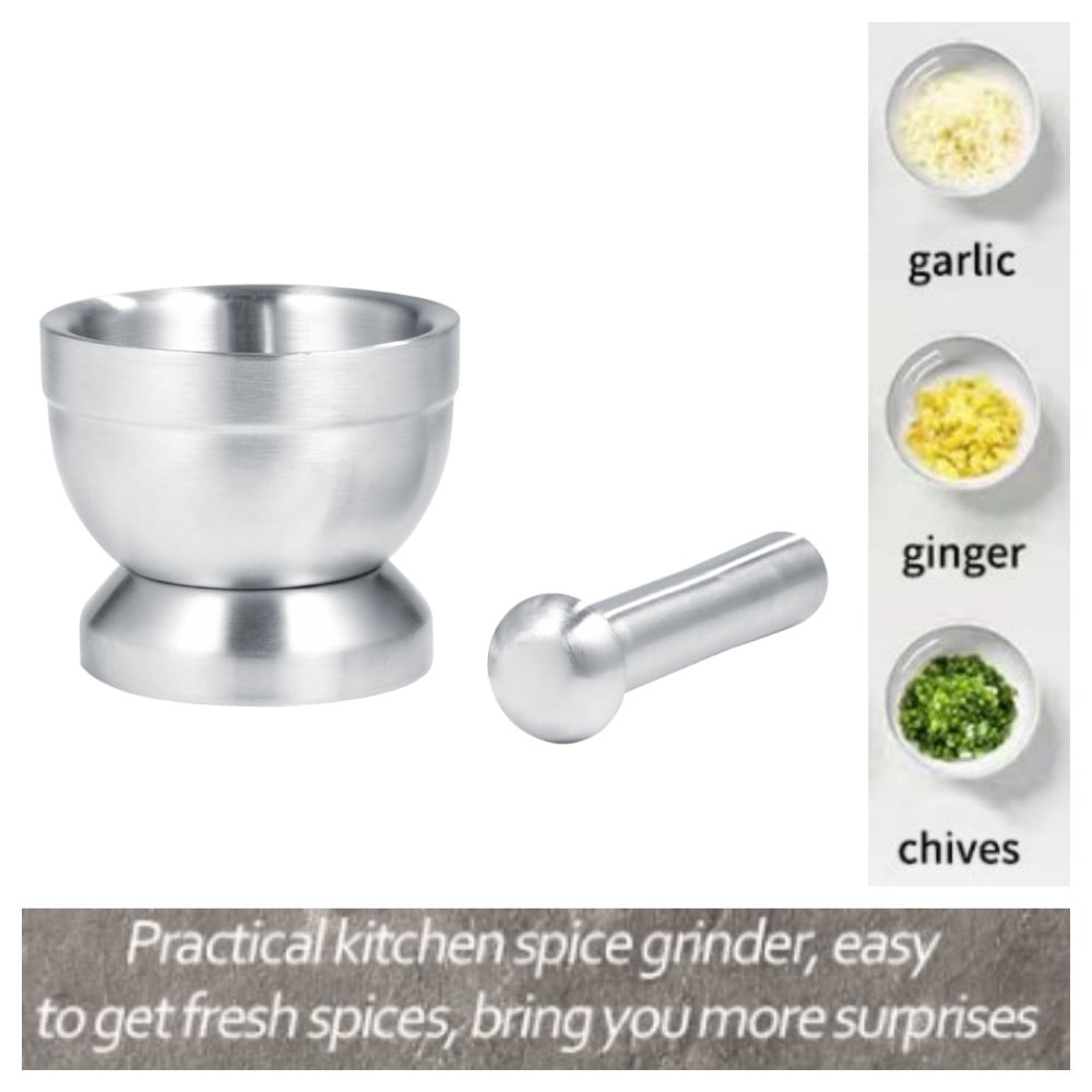 Stainless Steel Mortar and Pestle Manual Spice Grinder Bowl Herb