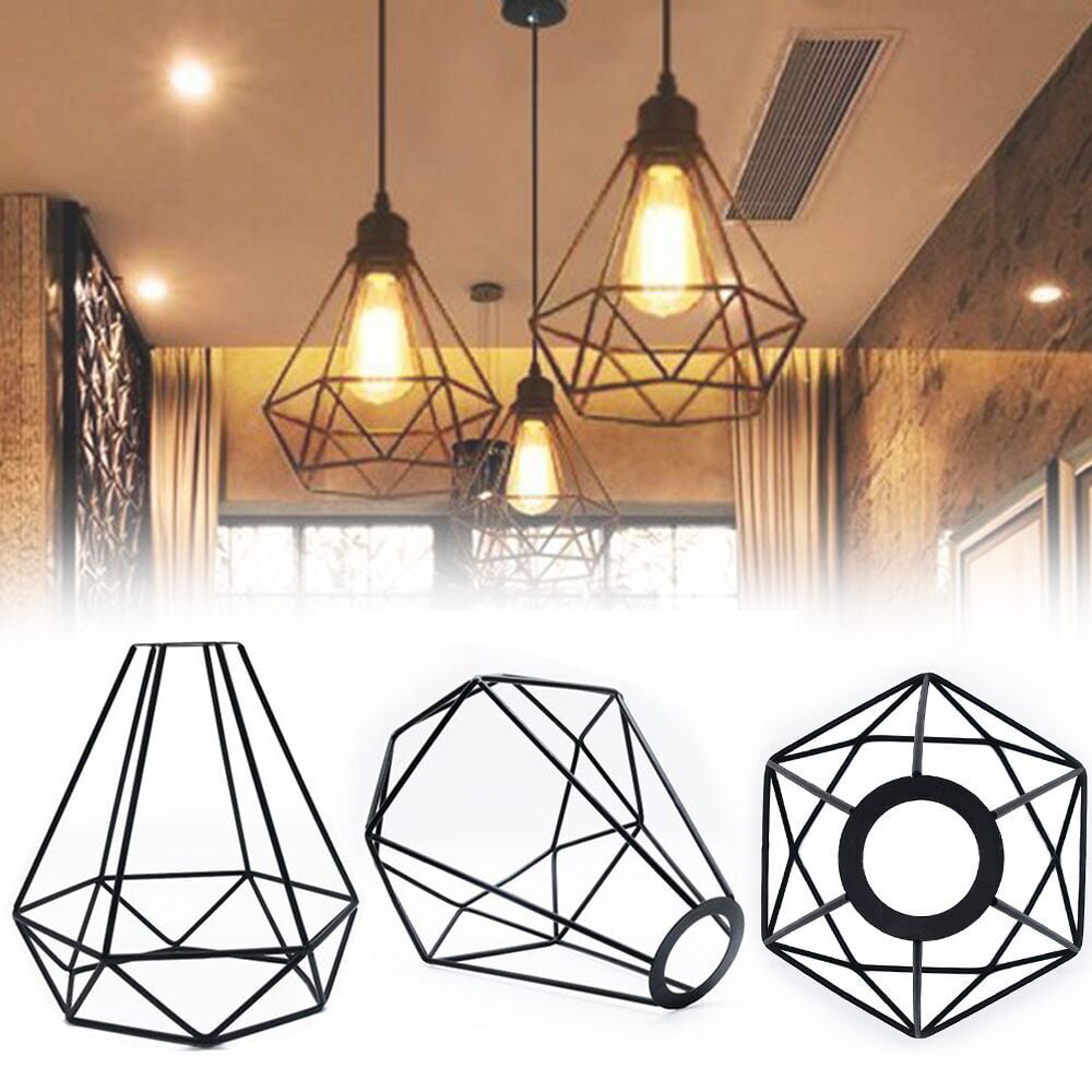 Bulb Retro Metal Wire Frame Ceiling Pendant Light Shade Cage Lampshade Lamp 