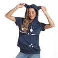 thumbnail image 5 of FUZHIQ Womens Cartoon Print Pet Carrier Hoodie Short Sleeve Pet Pouch T Shirt Cat Dog Kangaroo Pocket Casual Hooded Top, 5 of 9