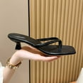 thumbnail image 5 of Dakaela Women's Kitten Heels Sandals Square Open Toe Flip Flop Wide Widths Thong Slide Slippers Black 8, 5 of 7