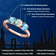 thumbnail image 2 of Gem Stone King 18K Rose Gold Plated Silver Simulated White Opal and Swiss Blue Topaz Engagement Ring for Women | 1.80 Cttw | Round Cabochon 5MM | Gemstone October Birthstone | Size 5, 2 of 6