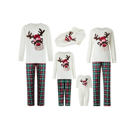

Thaisu Christmas Pjs Matching Sets Xmas Matching Pajamas for Adults Kids Deer Xmas Sleepwear Set