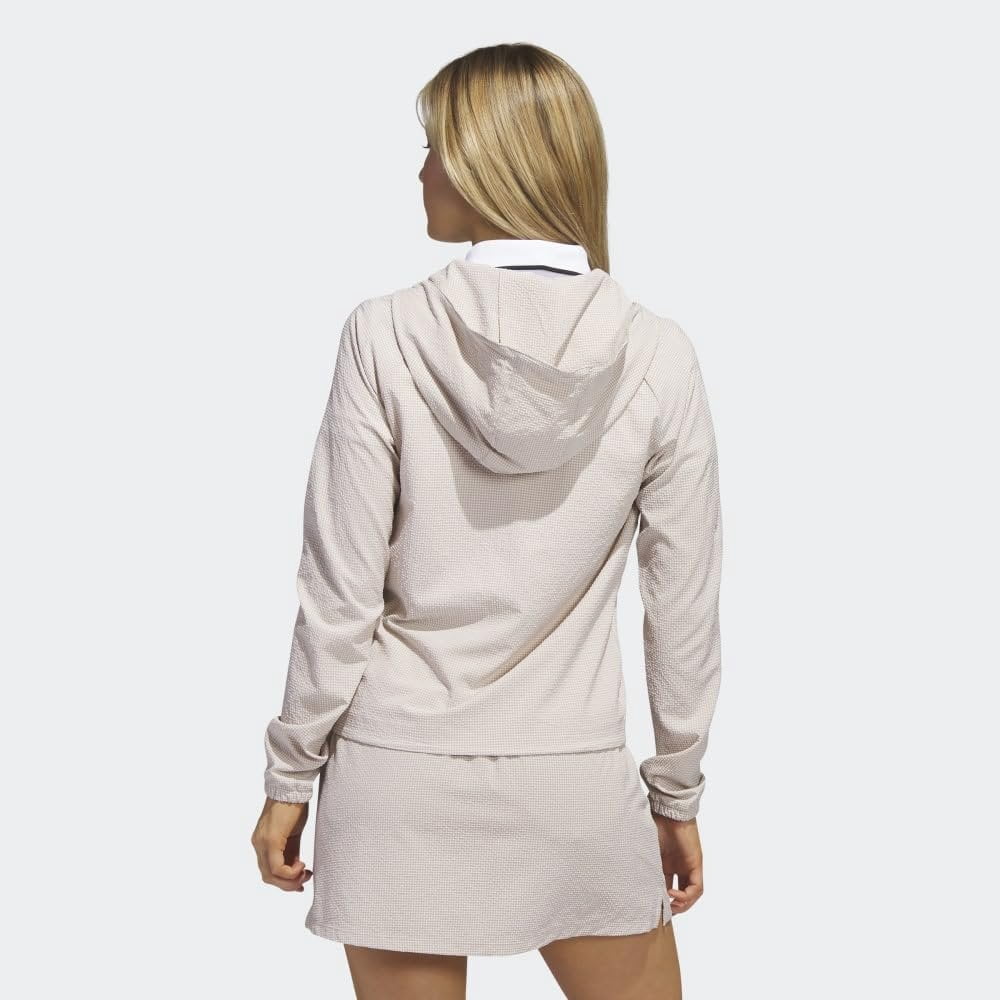 adidas Women's Standard Searsucker Quarter Zip Hoodie, Wonder Taupe, X-Small