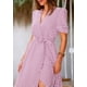 thumbnail image 5 of Vestido PRETTYGARDEN XXL Lunares Rosa Blanco Cruzado Cuello en V Maxi, 5 of 8