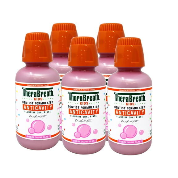 TheraBreath Kids Anticavity Mouthwash, Bubblegum Blast, 10 FL OZ - 5 Pack