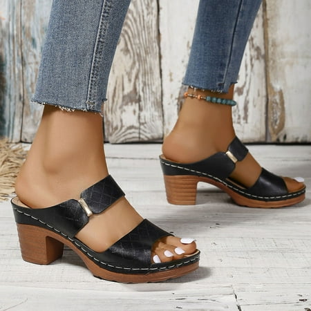 

Women Mules Wedge Slides Sandals Ladies Mid Heels Platform Slip On Slippers Open Toe Summer Sandal Breathable Beach Casual Outdoor Shoes