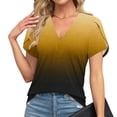 thumbnail image 2 of Lovskoo Womens Short Sleeve T Shirts Striped Color Blocking V-Neck Cute Basic Tee Summer Tops Dressy Casual Yellow, 2 of 7