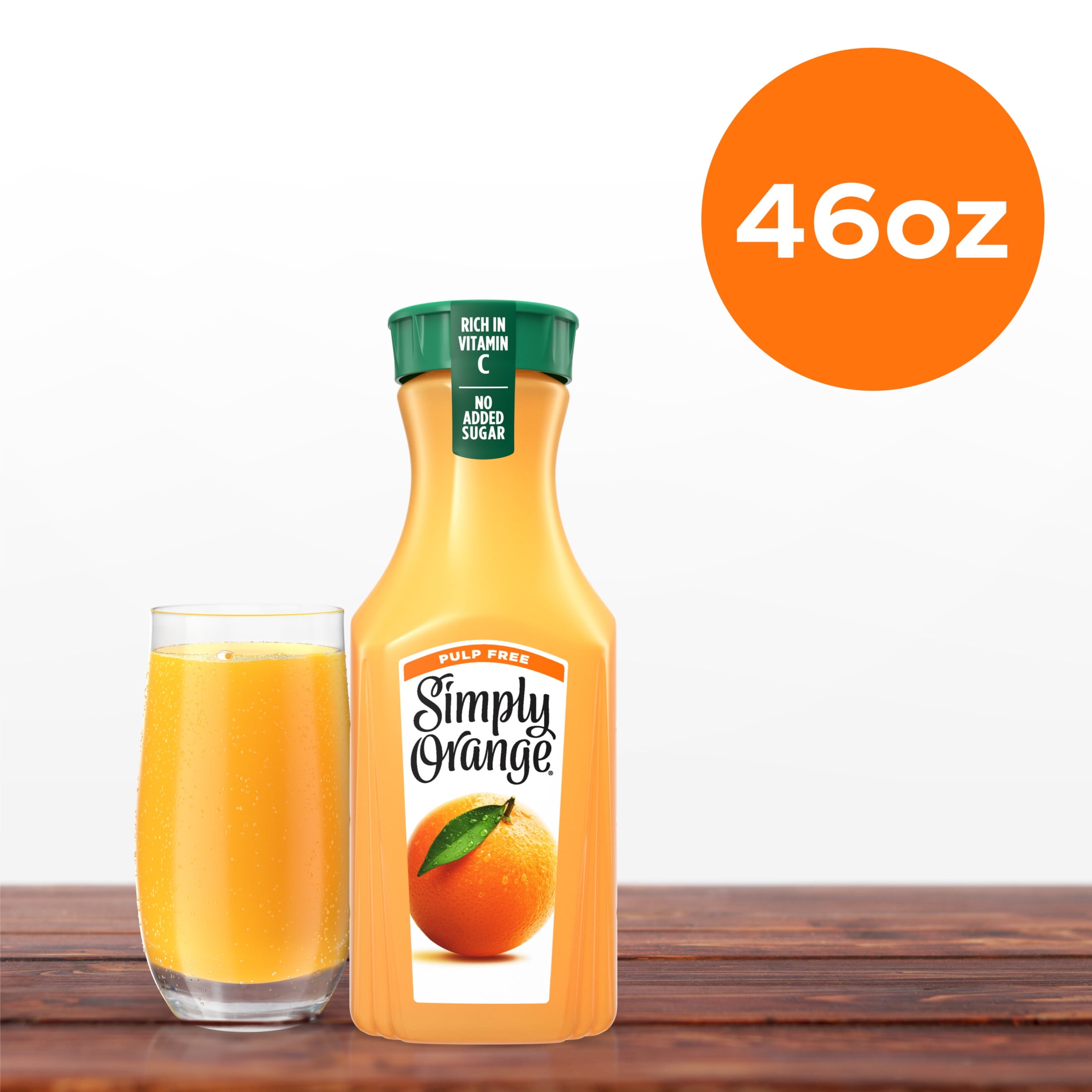 Simply Orange Pulp-Free Orange Juice Bottle, 46 fl oz