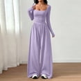 thumbnail image 5 of Long Sleeve Jumpsuit for Women Ruched One Piece Wide Leg Jumpsuit Baggy Square Neck Workout Romper with Pockets, 2XL, 5 of 6