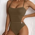 thumbnail image 2 of QHFBli Womens Scoop Neck One Piece Swimsuit High Leg Ribbed Bathing Suits Hollow Side One-Piece Swimwear Sexy Monokini, 2 of 9