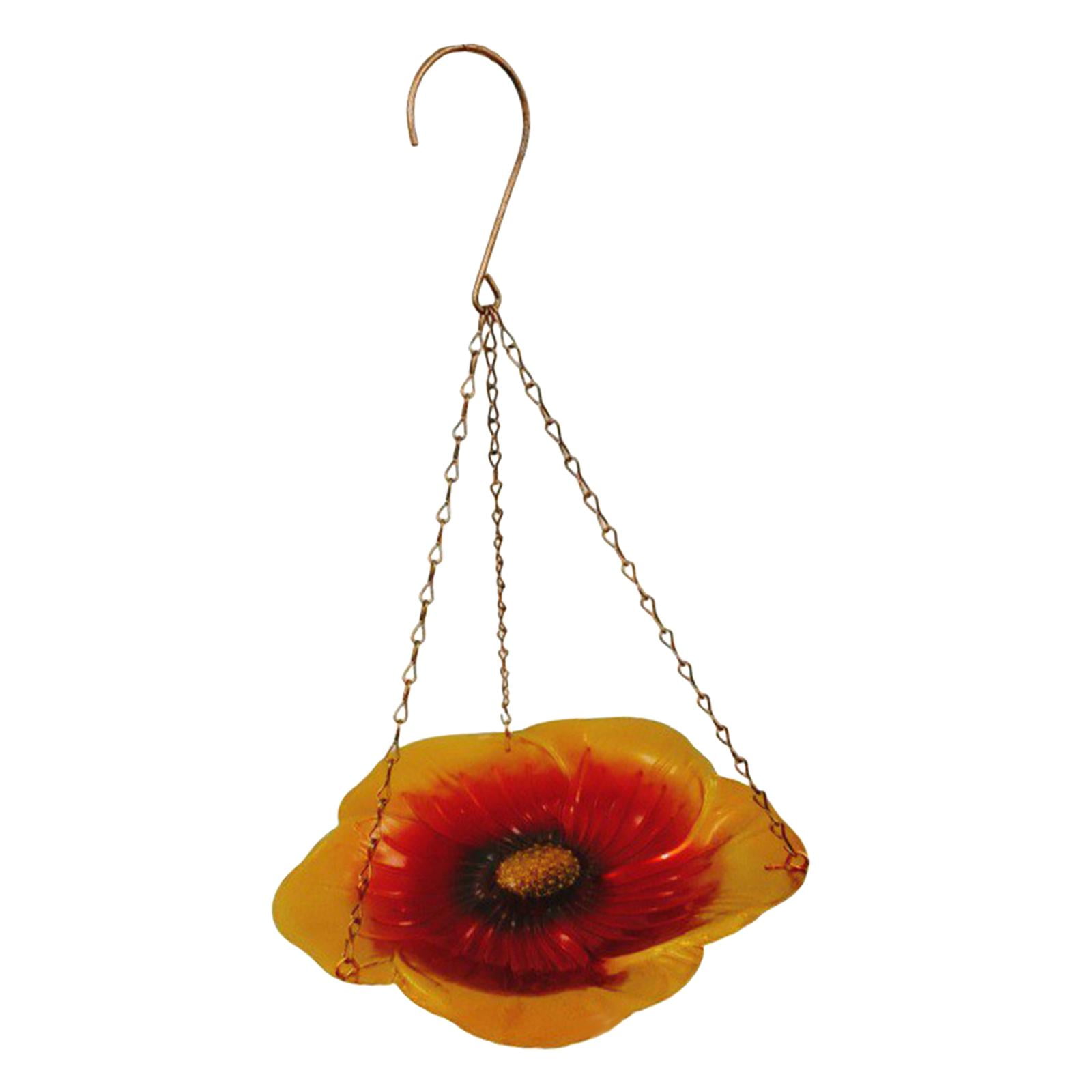 simhoa Outdoor Hanging Bird Feeder Bird Bath Bird Food Holder for Yard Lawn Outside Orange