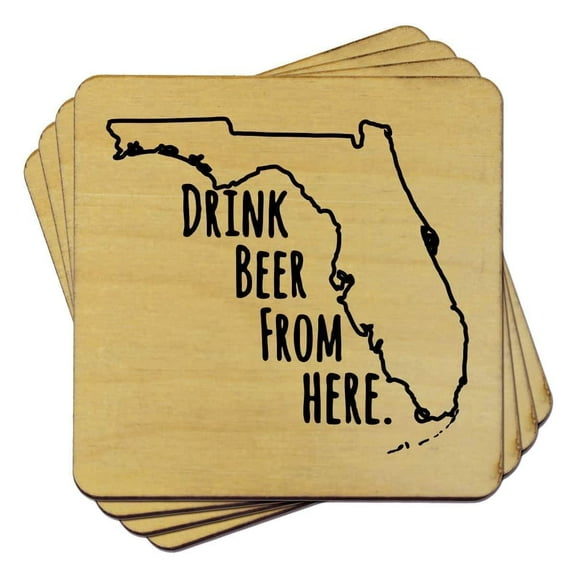 Torched Florida Drink Beer Coaster Handmade Beer Coaster 4"x4" Brown