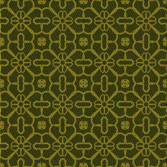 Ahgly Company Machine Washable Indoor Square Transitional Dark Yellow Green Area Rugs, 5' Square