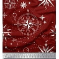 thumbnail image 1 of Soimoi Red Poly Georgette Fabric Direction Compass Nautical Fabric Prints By Yard 42 Inch Wide, 1 of 5