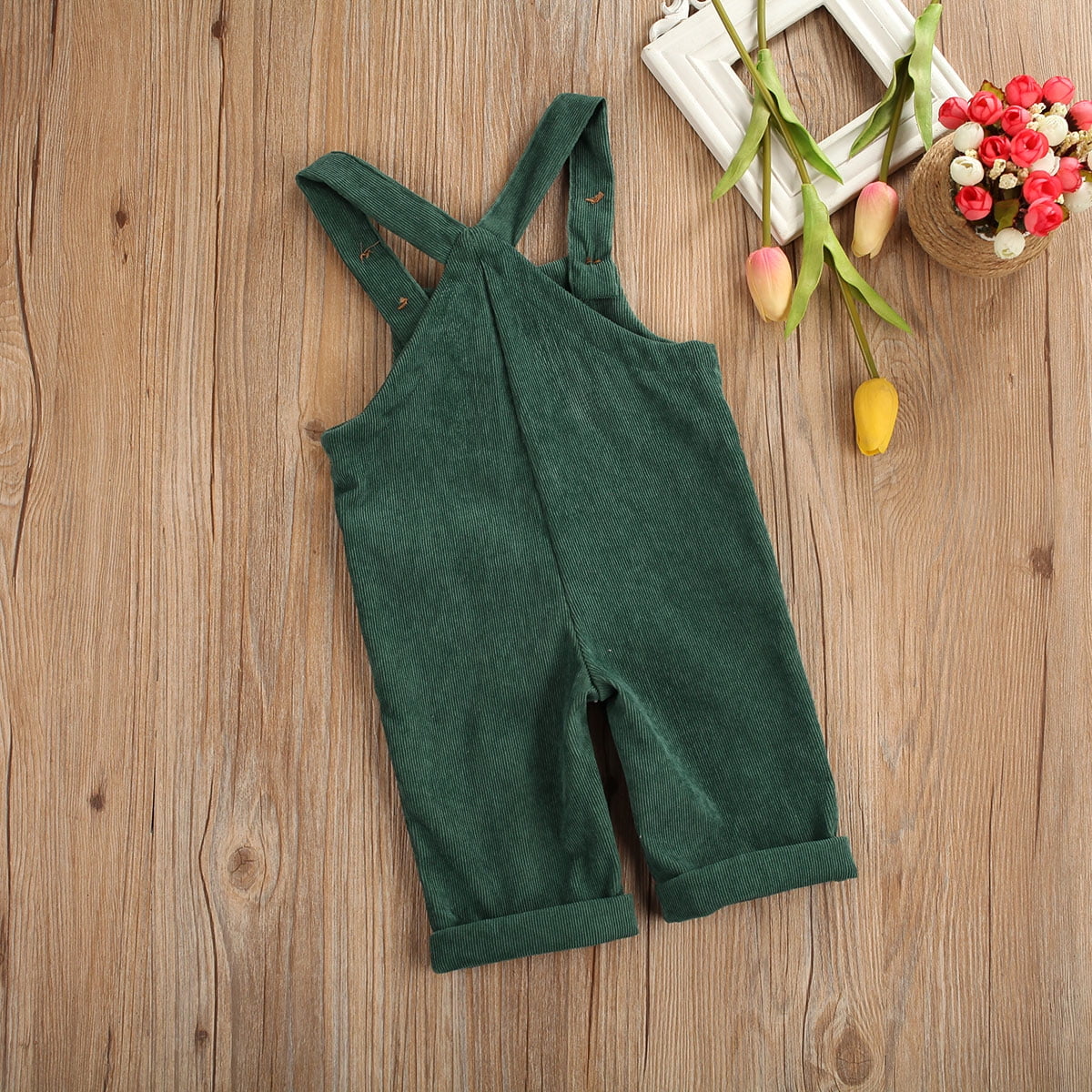 Salopette Bébé En Velours Côtelé - Combinaison Une Pièce Sans Manches Avec Bretelles - Taille 0-3 Ans (74 à 98) - Coton Doux Pour Automne, Hiver, Printemps - 2