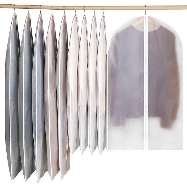 Fundas para ropa, 10 piezas, fundas protectoras con cremallera, bolsa para ropa impermeable a prueba de polvo, para trajes de camisa, abrigos de 100 + 120cm