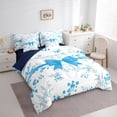 thumbnail image 2 of spefrowx Floral Blue Bow Queen Bedding for Girls, Spring Flower Plant Bedding Comforter Set Queen, Navy Reversible, 7 Pieces, 2 of 6