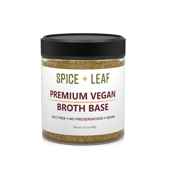 SPICE LEAF Vegan Broth Soup Base, Salt and Preservative Free Soup Seasoning Powder, 3.5 oz