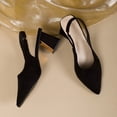 thumbnail image 6 of GERsome Women's Chunky Block Heels Elastic Slingback Summer Slip-On Closed Pointy Toe Party Wedding Dress Shoes, Black Size 5.5, 6 of 9