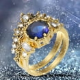 thumbnail image 5 of KDSJSXW Diamond Ring Bright Zircon Ring Round Blue Stone Jewelry Fashion Jewelry Engaged Ring for Women Gold Rings That Don'T Tarnish Gold Rings That Don'T Tarnish Diamond Ring(Gold,7), 5 of 6