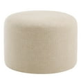 thumbnail image 6 of Zesthouse 22.6" Wide Round Ottoman, Modern Ottoman Coffee Table for Living Room, Linen Fabric Couch Foot Rest, Upholstered Footstool for Makeup Room, Bedroom, Entryway, Beige, 6 of 9