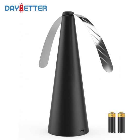 Outdoor Fly Repellent Fan, Outside or Inside Table use with Soft Blades and Reflective Strips, Safe 360° Rotating, for Restaurant, Barbeque, Events, Picnic