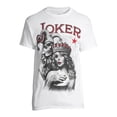 thumbnail image 2 of Teelocity Men's Playing Card Skeleton Joker and Queen Pinup Girl White Relaxed Fit Short Sleeve Graphic T-Shirt, 2 of 6
