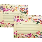Thick Reversible Floral Tabbed File Folders, Set of 6 Letter Size Organizers with Lined Notes Section, Wildflowers
