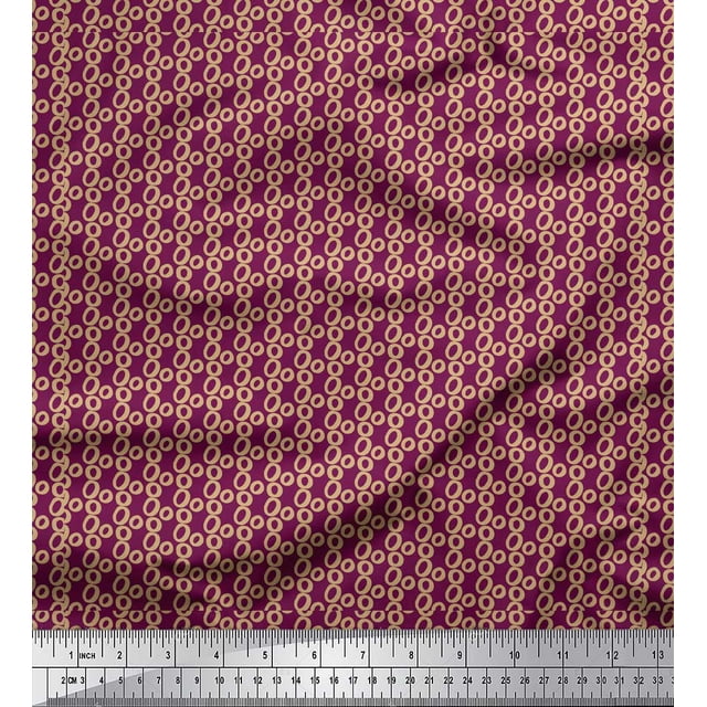 Soimoi Pink Poly Georgette Fabric Small Circle Geometric Print Sewing Fabric Yard 52 Inch Wide