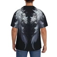thumbnail image 3 of Rateoe Elegant Feathered Floral Wings Pattern Men's Short Sleeve Classic Shirt, Casual Short-Sleeved Shirt, Lightweight Summer Shirt, Cuban Collar Shirt,Button-Front Shirt-Small, 3 of 5