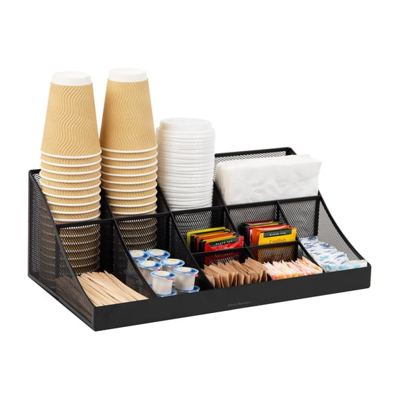 Mind Reader Countertop Organizer, 2-Tier Office Breakroom Supply Caddy, Metal Mesh, Black