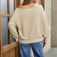 thumbnail image 4 of Long Sleeve Drop Shoulder Oversized Pullover Tops Women's Off The Shoulder Sweatshirt Fall Outfits Khaki L, 4 of 5
