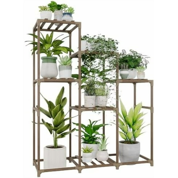 Tall Plant Stand Indoor Wood Shelf Outdoor Tiered Rack for Multiple Flowers 5-Tier 7-Pot Ladder Holder for Plant Pots Gardening Decor