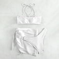 thumbnail image 5 of Hvot&aat Women's Comfortable And Fashionable Split 3 Piece Swimsuit Set Solid Color Knitted Tie Side Swimwear with Cover Up, 5 of 5