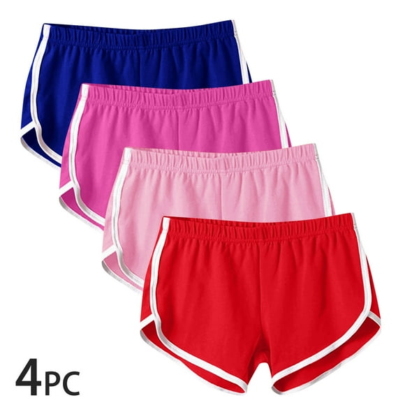 UNITWRY 4 Pcs Shorts Booty pour Femmes Été Taille Mi-Haute Ample à Enfiler Shorts de Sport Actifs pour Entraînement Gym Jogger