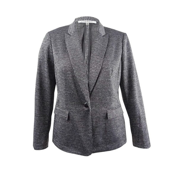 Kasper Women's One-Button Herringbone Jacket with Elbow Patches (16,  Charcoal) - Walmart.com