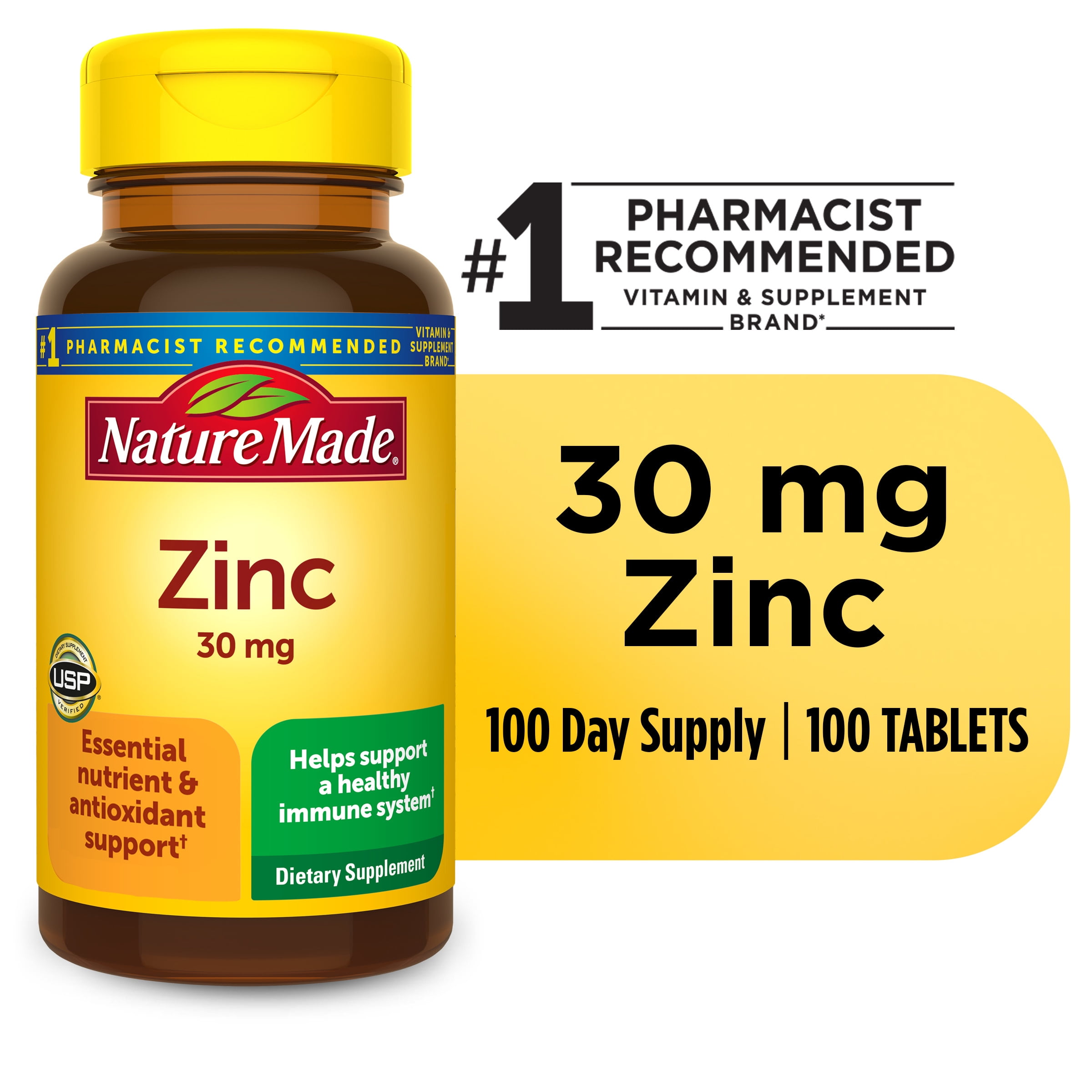 Cornualles Maldición lanza Nature Made Zinc 30 mg Tablets, 100 Count - Walmart.com