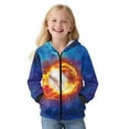 thumbnail image 2 of FKELYI Kids Hoodies Zip Up Front Cosy Sweatshirt Jacket with Pockets Starry Fire Baseball Print Fleece Hooded Top Boys Streetwear for School Home, XL, 2 of 6