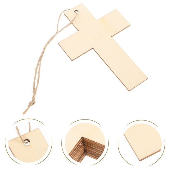 Raindrops Wooden Cross Shapes with Holes for Craft Decor Khaki Unfinished Wood Crafts 10Pcs Small