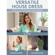 Casual Nights Womens Snap Front Lightweight Housecoat, Short Sleeve House Dress Duster Lounger Robe with Pockets, Cotton Poly Knit, Mid Calf, Garden Green Large