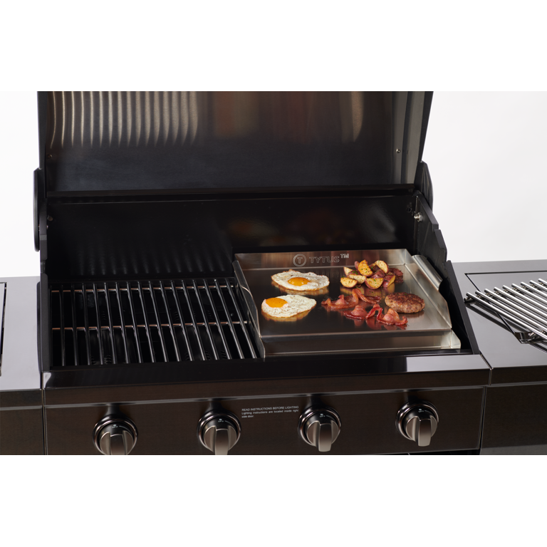 BENTISM 23.5x16 Flat Top Griddle Stainless Steel BBQ Gas Grill 2 Burners  Silver 