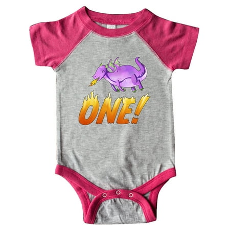 

Inktastic First Birthday Purple Dragon Breathing Fire Gift Baby Boy or Baby Girl Bodysuit