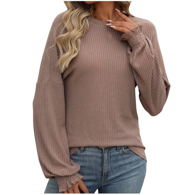 Birdeem Chandail Patchwork Rayé pour Femmes avec Manches Longues Col en V