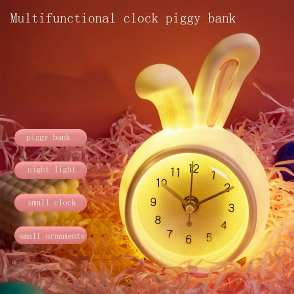 TOPRenddon Piggy Bank and Rabbit Night Light 2 in 1, Cute Kids Coin Bank for Boys and Girls, Childrens Toy Gift Savings Bank Jar, Baby Girl Nursery Night Lamp