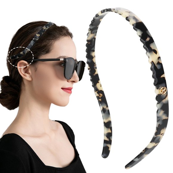 KOVOLITU Diademas diseñadas para gafas, diademas flexibles sin presión, cómodas y finas, accesorios para el pelo de acetato para mujeres, hermanas, niñas, regalos, color ámbar
