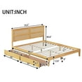 thumbnail image 5 of King Size Platform Bed Frame with 2 Underbed Storage Drawers, Solid Wood and Rattan Headboard, Sturdy Slats Support, No Box Spring Required, Space Saving Bedroom Solution, 5 of 7