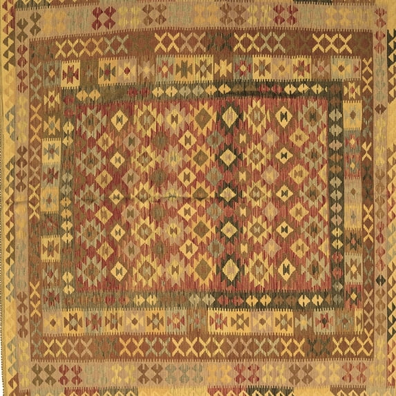 Ahgly Company Indoor Square Southwestern Brown Country Area Rugs, 7' Square