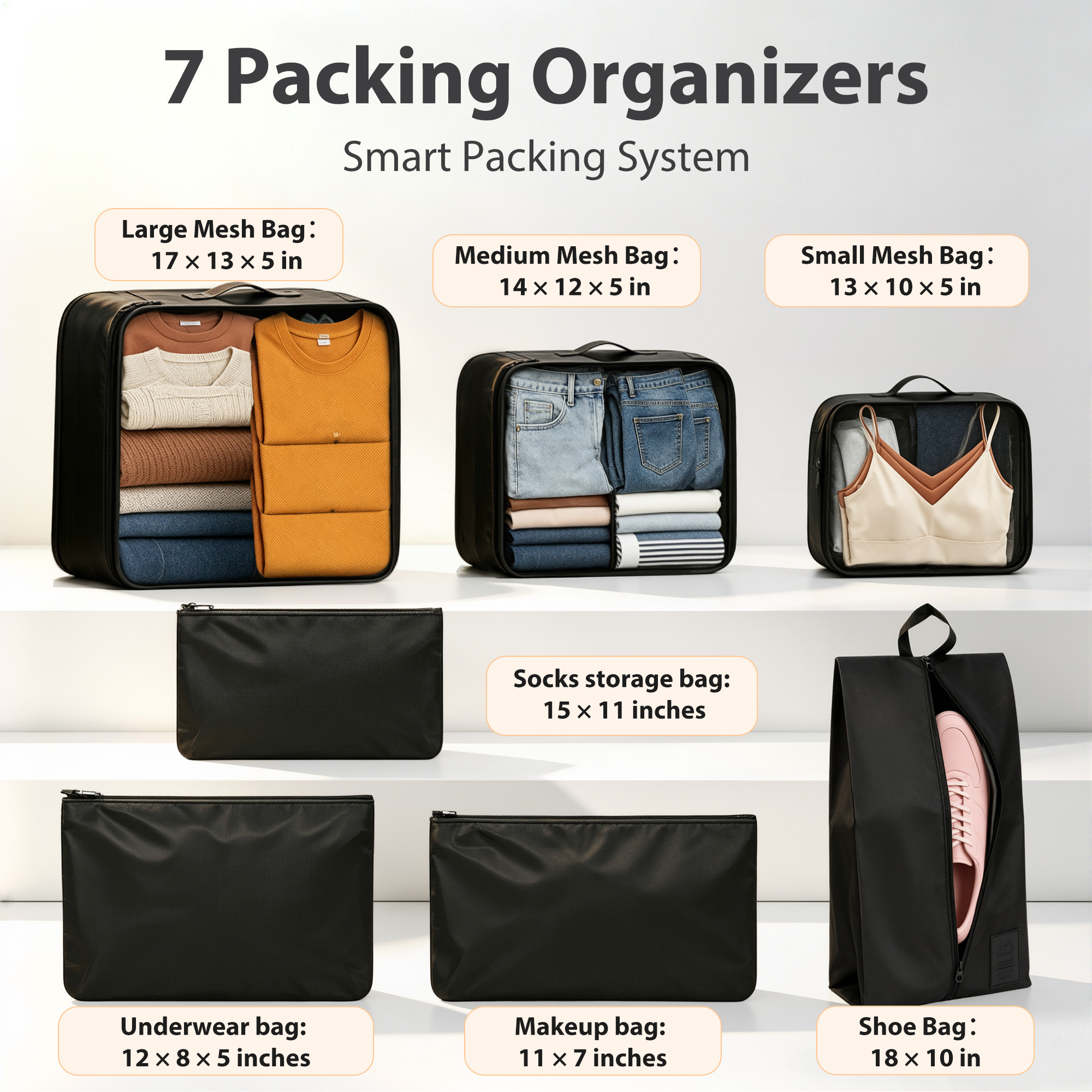 FaayFian 11-Piece Hardshell Luggage Set with Packing Cubes photo 6