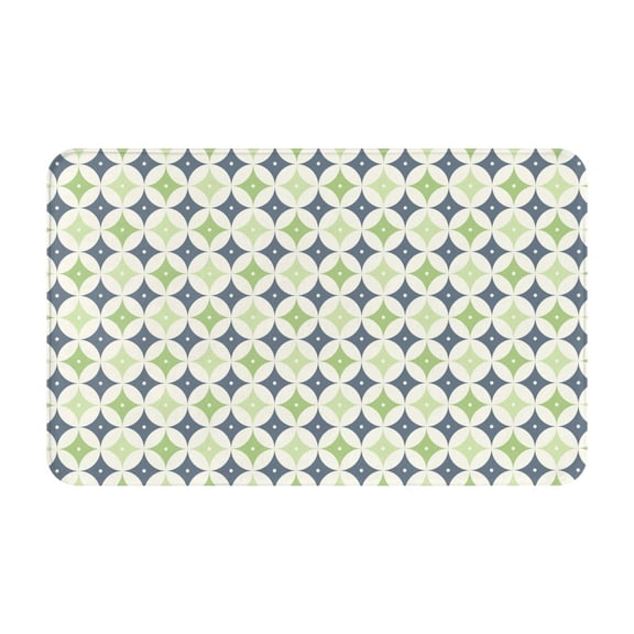 Bathroom Rugs Non Slip Washable - Green Gray Geometric Pattern Kitchen Mats for Floor, Area Rugs for Entryway Rugs Indoor, Laundry Bathroom Room Door Rug with Rubber Backing 20x31.5in